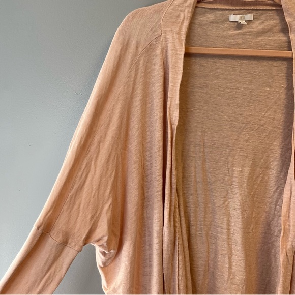 Lunya Cardigan Solid Pastel Pink 100% Linen Open Front Knit One Size O/S EUC - Picture 2 of 8